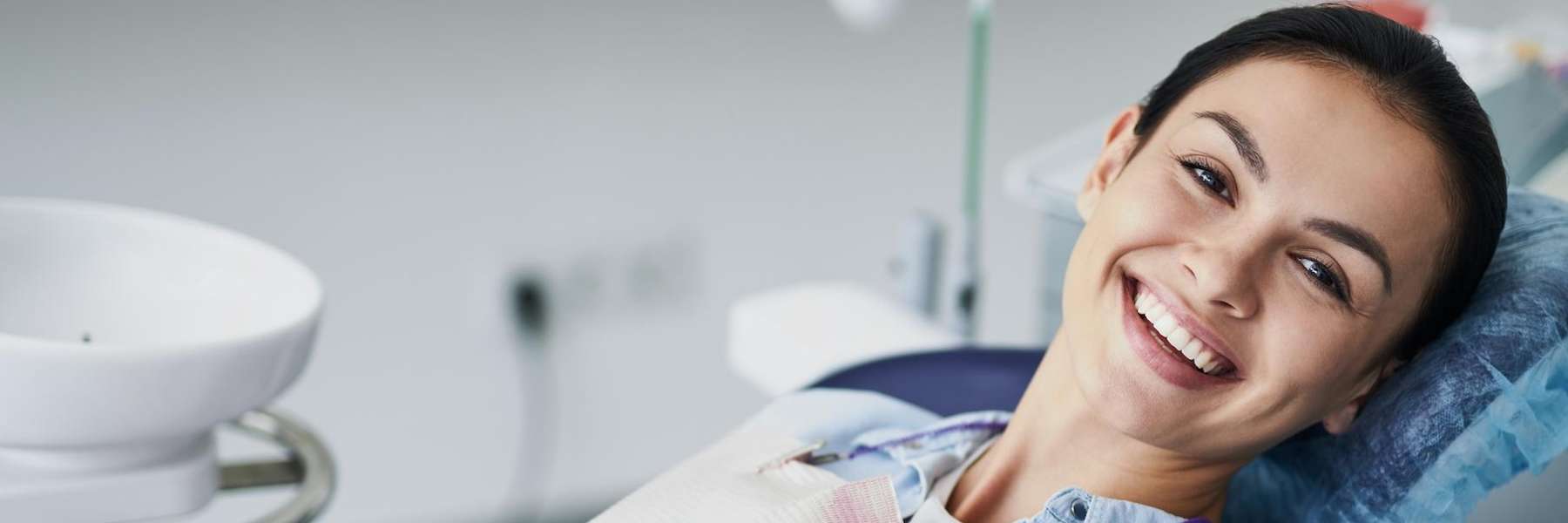 A woman getting a dental exam